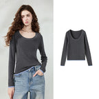 Contrast-Trim Scoop-Neck Knit Top