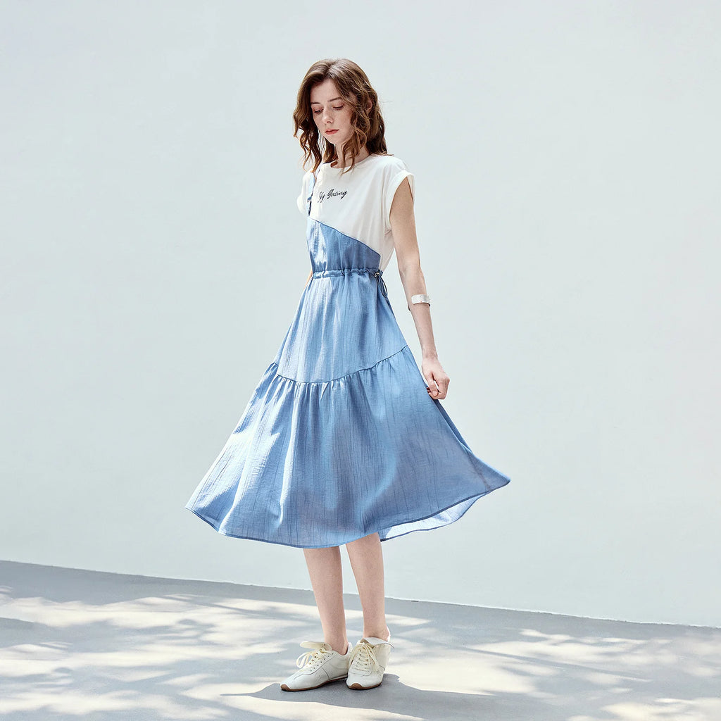 Layered-Look Tiered Midi Dress
