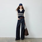 Layered-Look Striped Knit Top