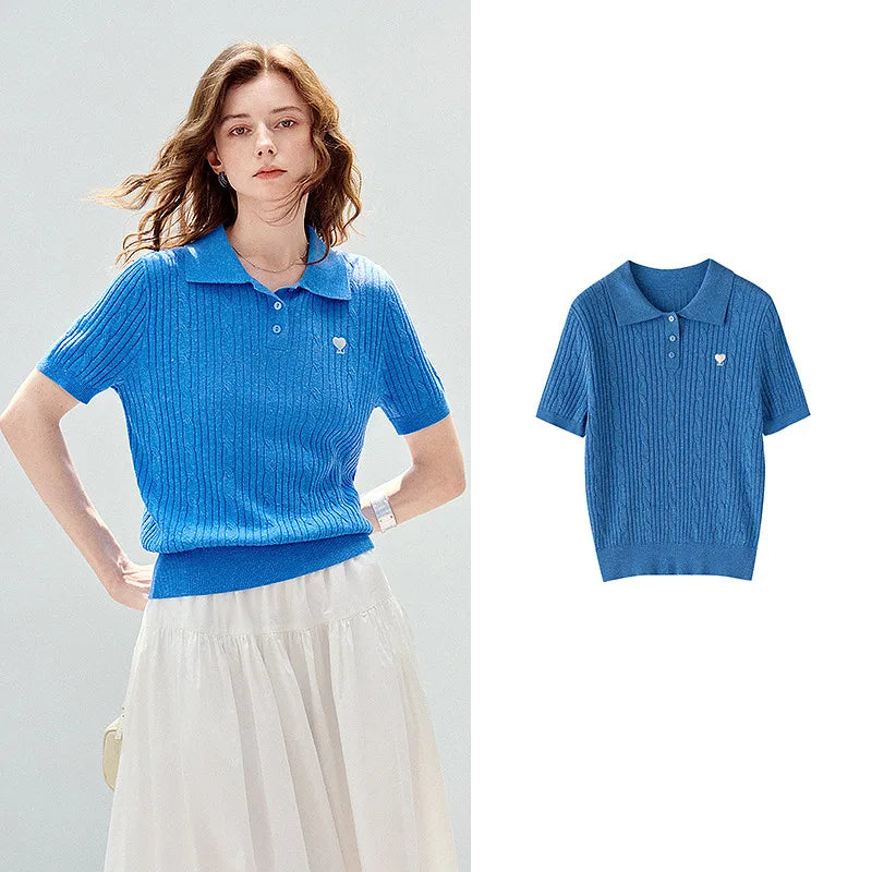 Cable-Knit Short-Sleeve Polo