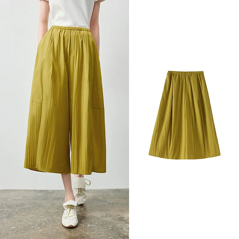 Pleated Wide-Leg Culottes