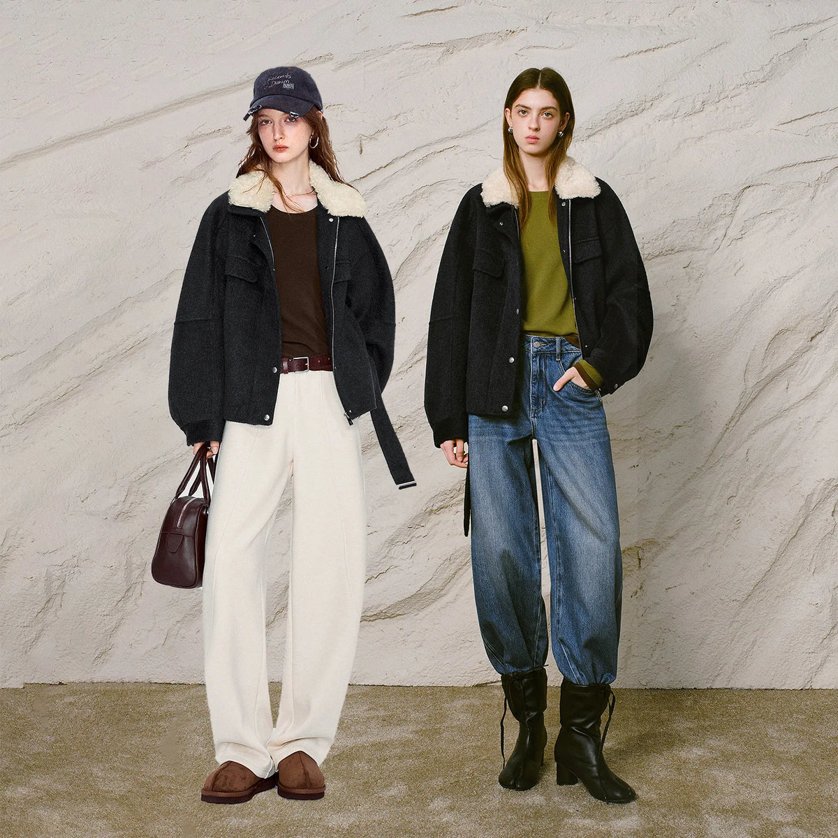 Textured-Collar Relaxed Jacket