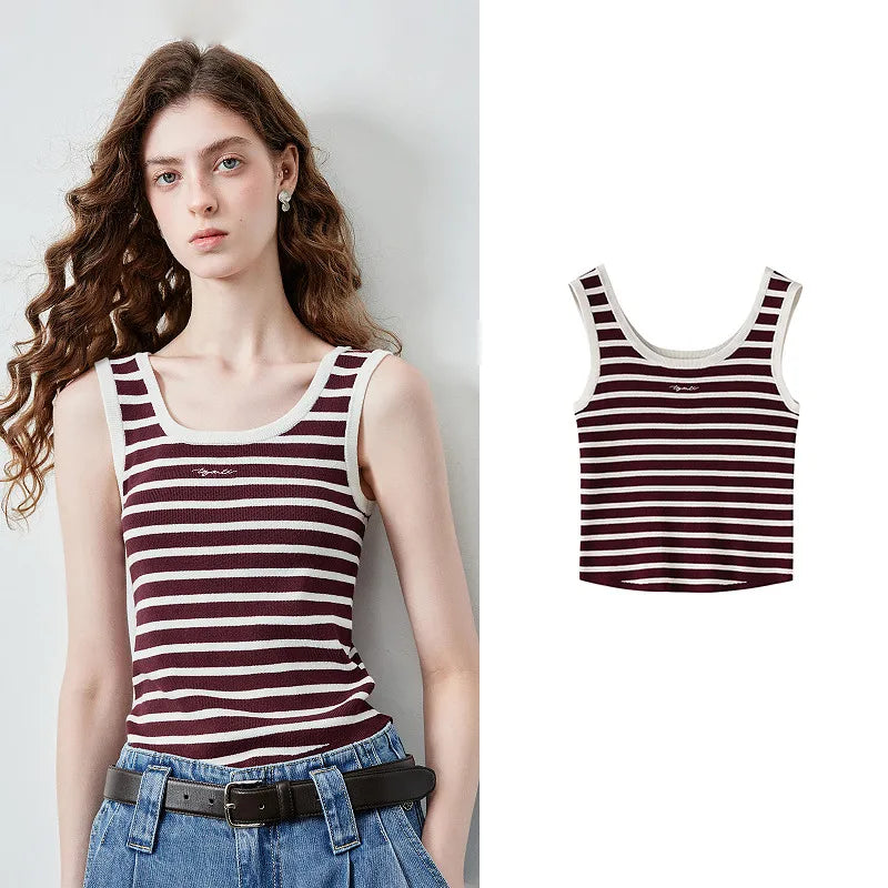 Striped Scoop-Neck Knit Tank