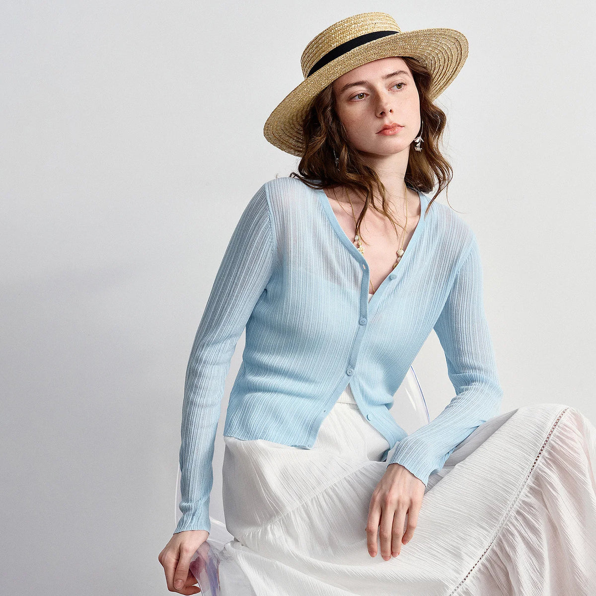 Ribbed V-Neck Cardigan