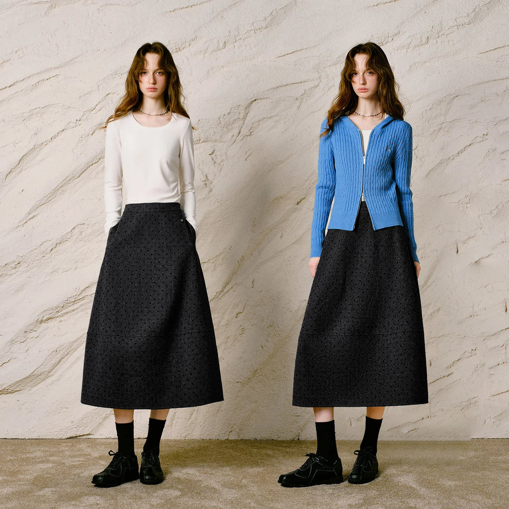 Polka-Dot Midi Skirt