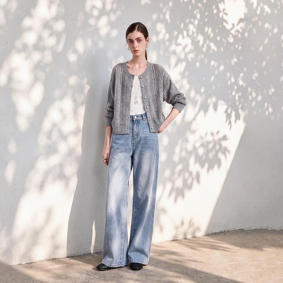 Cropped Cable-Knit Cardigan