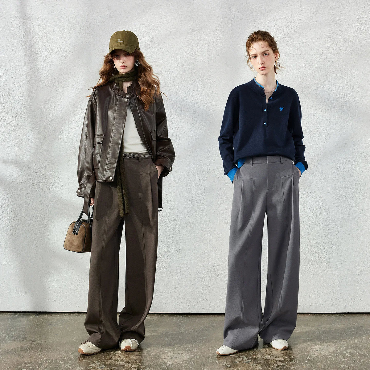 Pleated Tailored Wide-Leg Pants