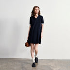 Contrast-Cuff Polo Mini Dress
