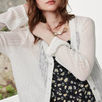 Sheer Textured V-Neck Cardigan