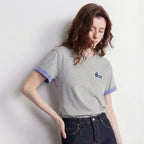Dog-Motif Contrast-Cuff Tee
