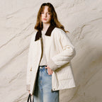 Quilted Contrast-Collar Barn Jacket