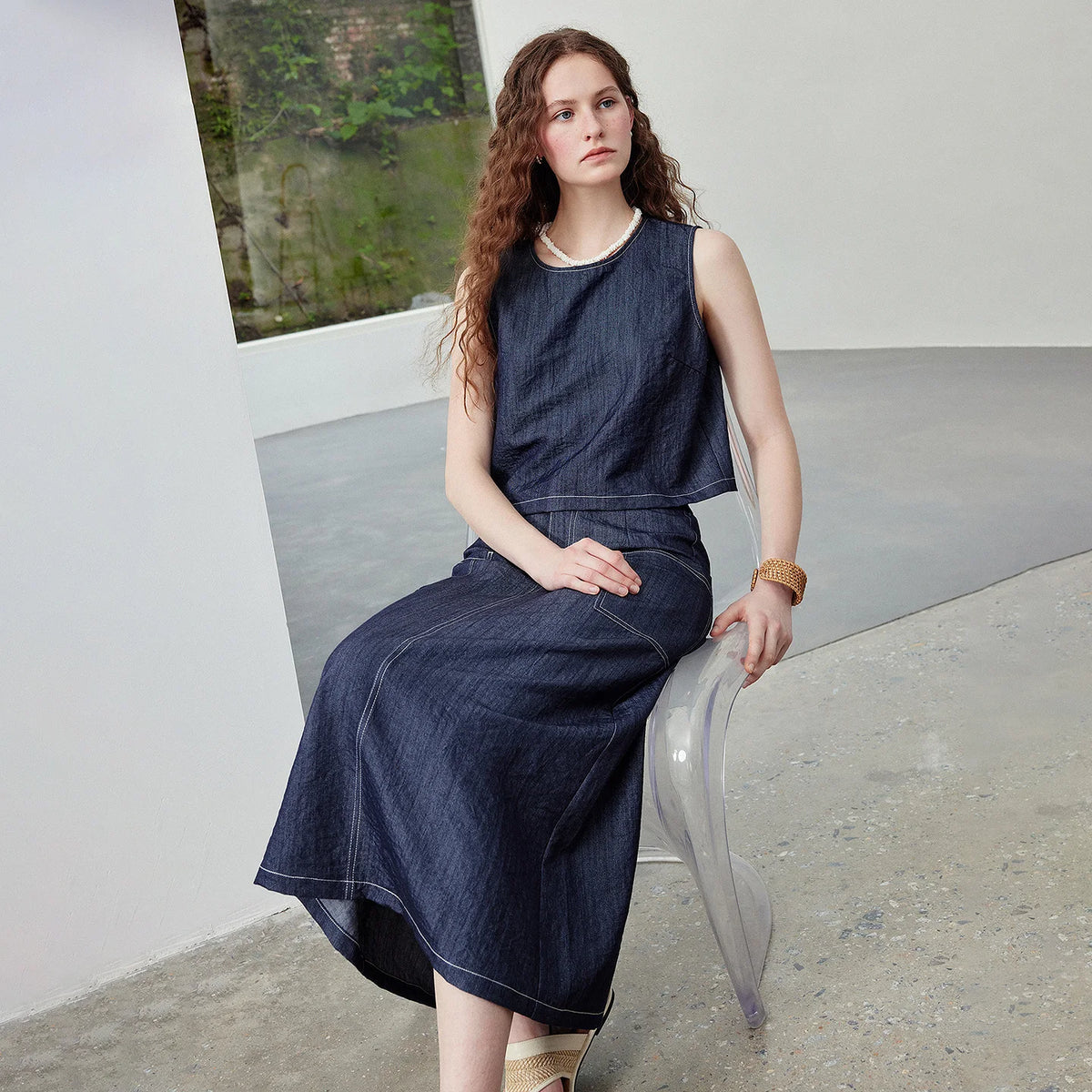 Sleeveless Top and Midi Skirt Set