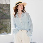 Sheer Balloon-Sleeve Shirt