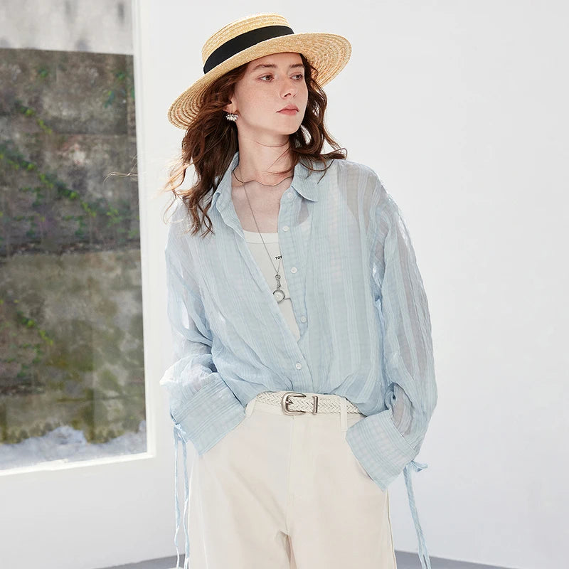 Sheer Balloon-Sleeve Shirt