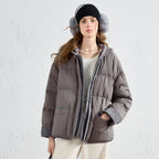 Layered-Look Hooded Puffer Jacket