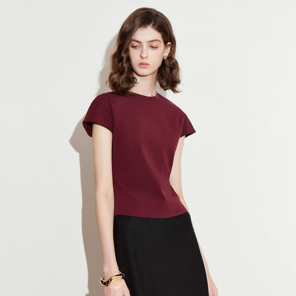 Cap-Sleeve Crewneck Tee