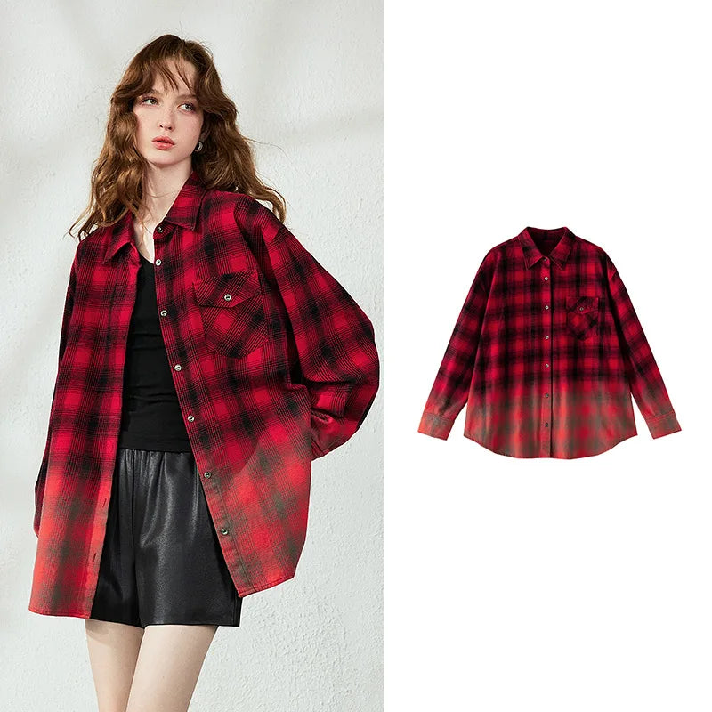 Plaid Relaxed Button-Up Shirt