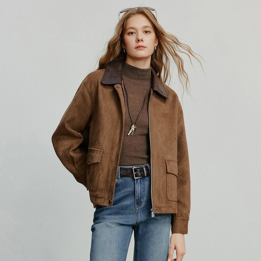 Contrast-Collar Utility Jacket