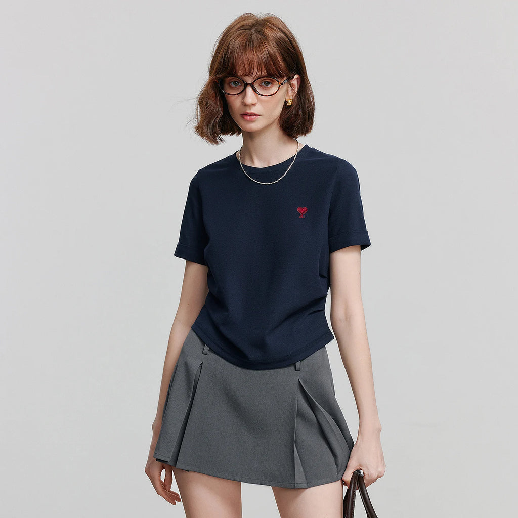 Heart-Motif Short-Sleeve Tee