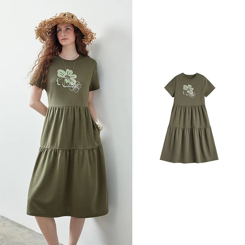 Floral Graphic Tiered T-Shirt Dress