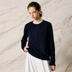 Ribbed Crewneck Knit Sweater