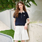 Contrast-Collar Short-Sleeve Polo