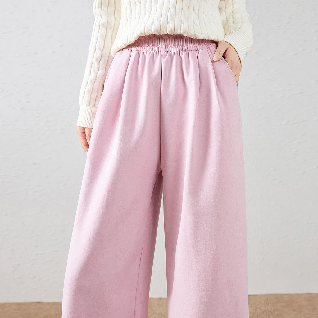 Elastic-Waist Straight-Leg Pants