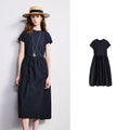 Short-Sleeve Paneled Midi Dress