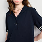 Contrast-Cuff Polo Mini Dress