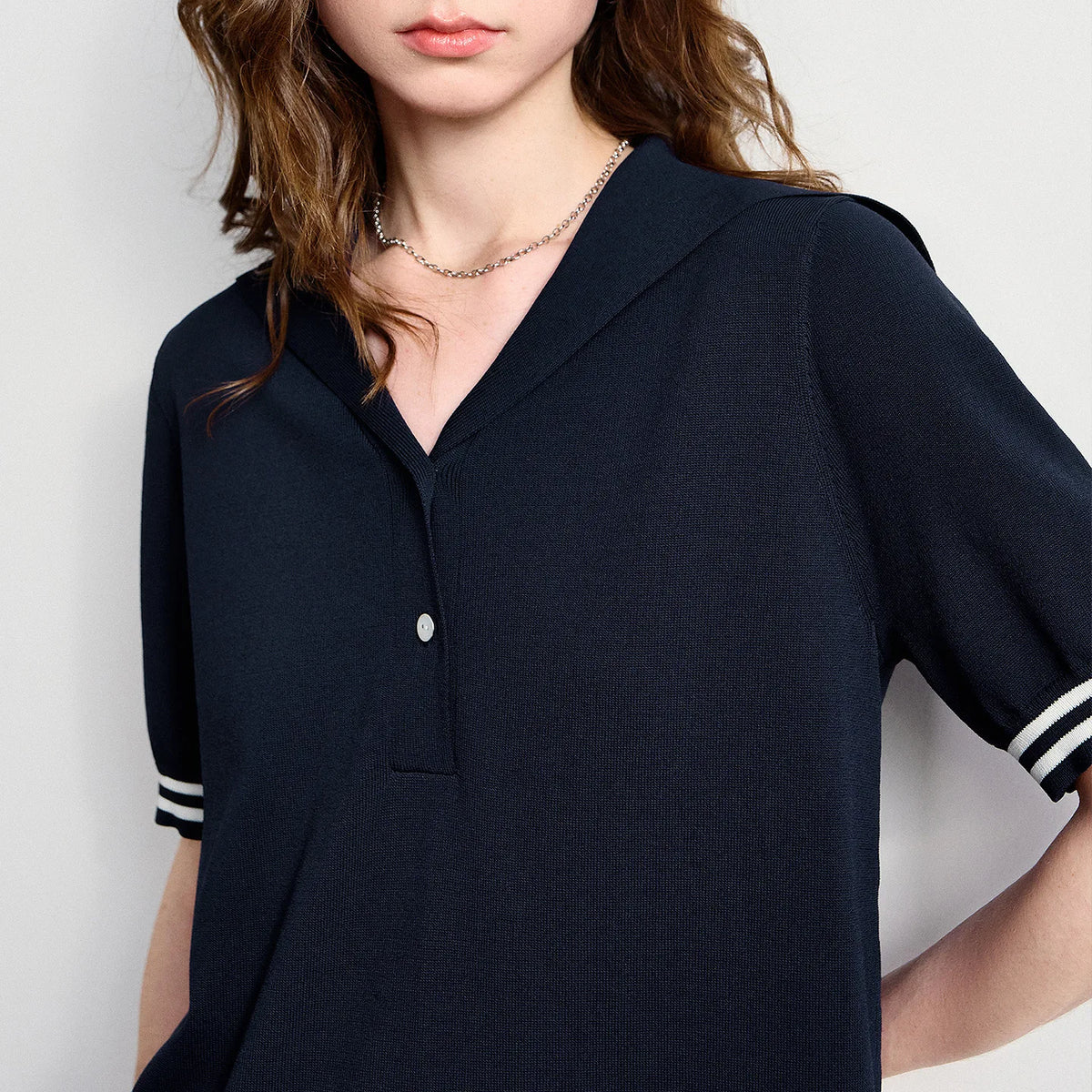 Contrast-Cuff Polo Mini Dress