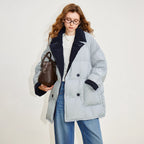 Contrast-Collar Quilted Jacket