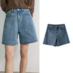 Wide-Leg Denim Shorts