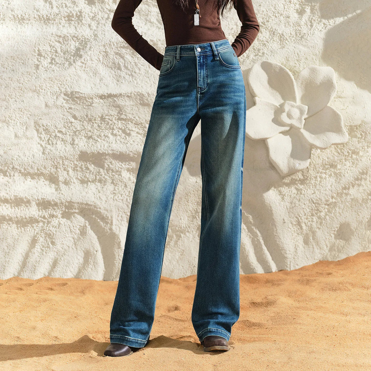 Straight-Leg Washed Jeans