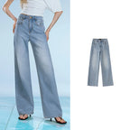 Wide-Leg Faded Jeans