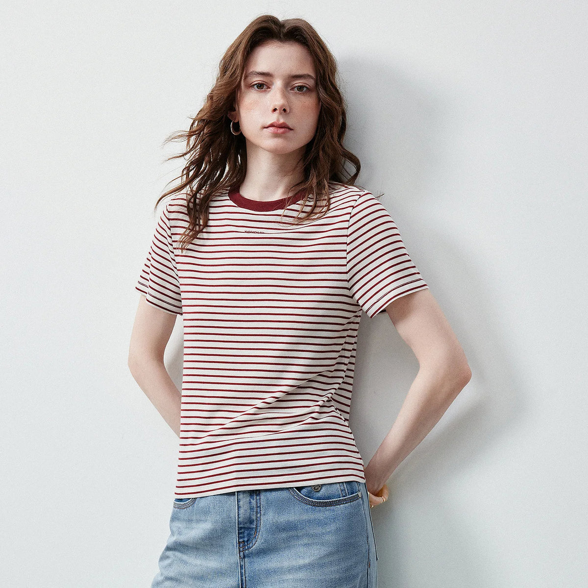 Striped Crewneck Short-Sleeve Tee