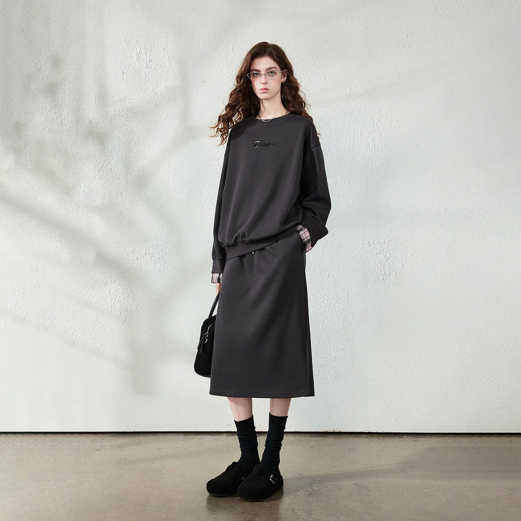 Sweatshirt and Midi Skirt Set