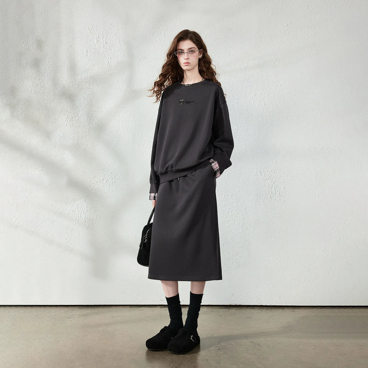 Sweatshirt and Midi Skirt Set