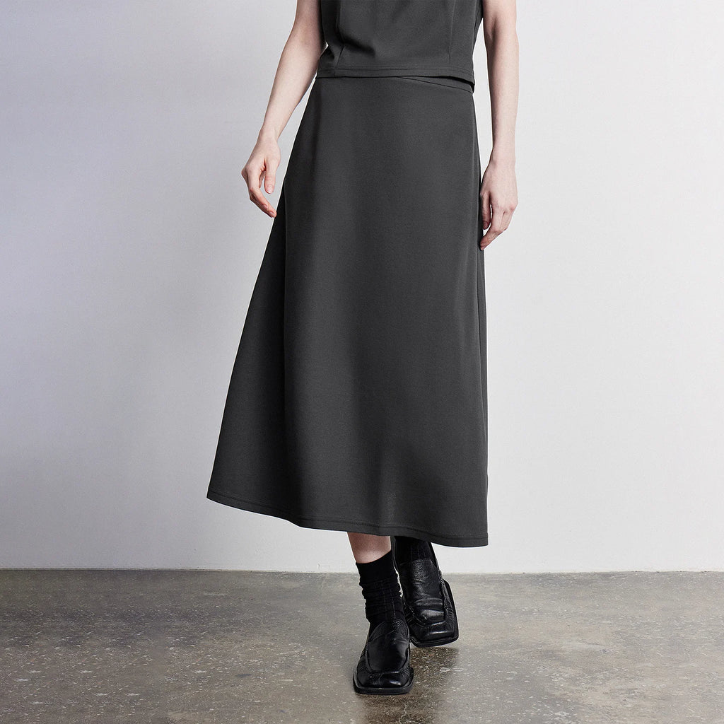 Contrast-Cuff Tee and Midi Skirt Set