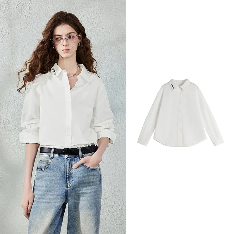 Motif-Detail Long-Sleeve Collared Shirt