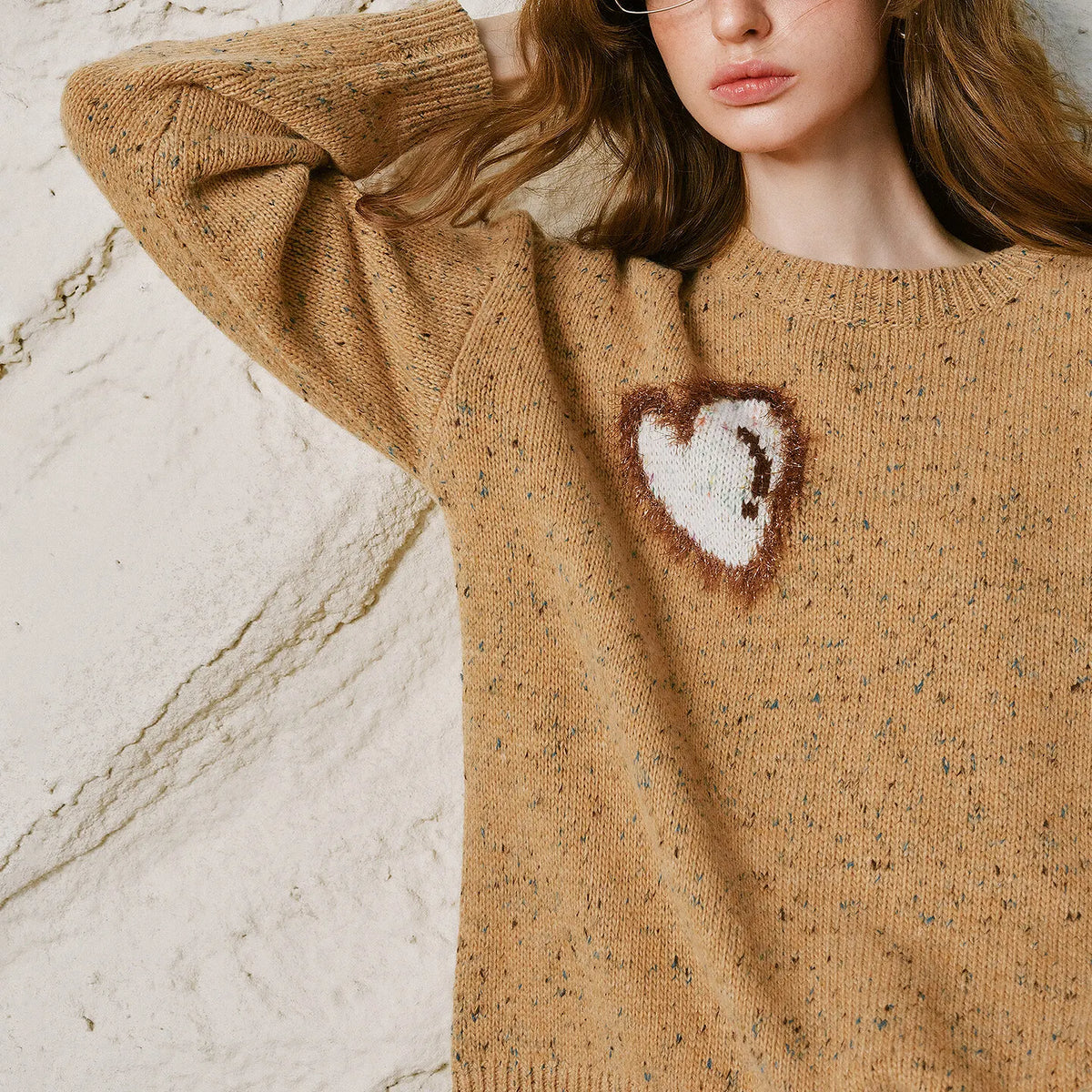 Heart-Motif Crewneck Sweater
