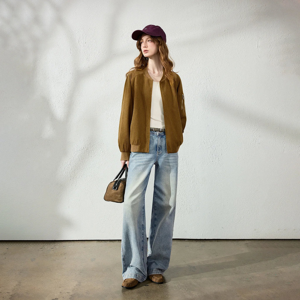 Zip-Pocket Bomber Jacket