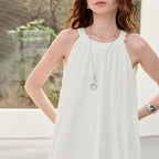 Halter-Neck Eyelet Midi Dress
