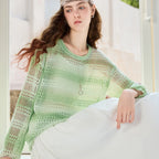 Striped Openwork Knit Top