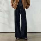 Contrast-Stitch Wide-Leg Jeans