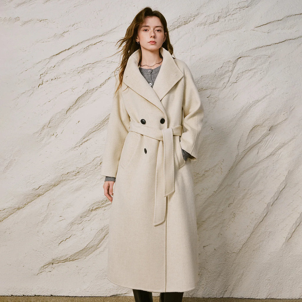 Double-Breasted Belted Long Coat