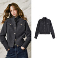 Stand-Collar Button Jacket