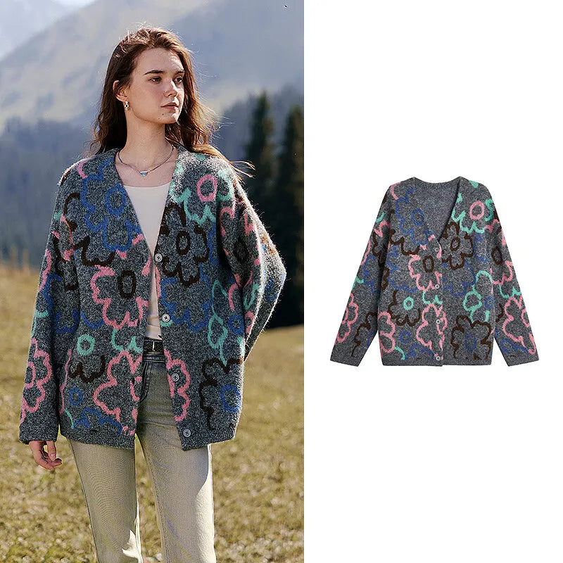 Floral V-Neck Cardigan