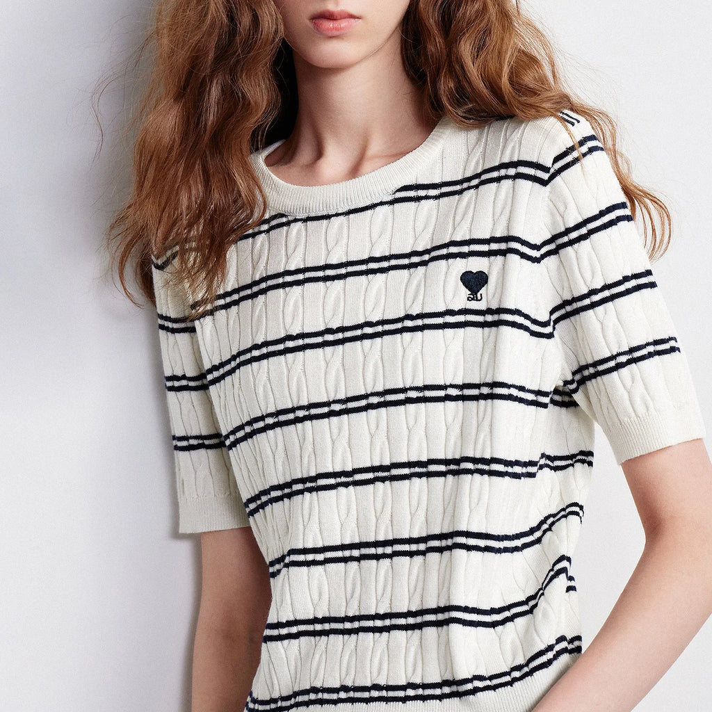 Striped Crewneck Knit Tee