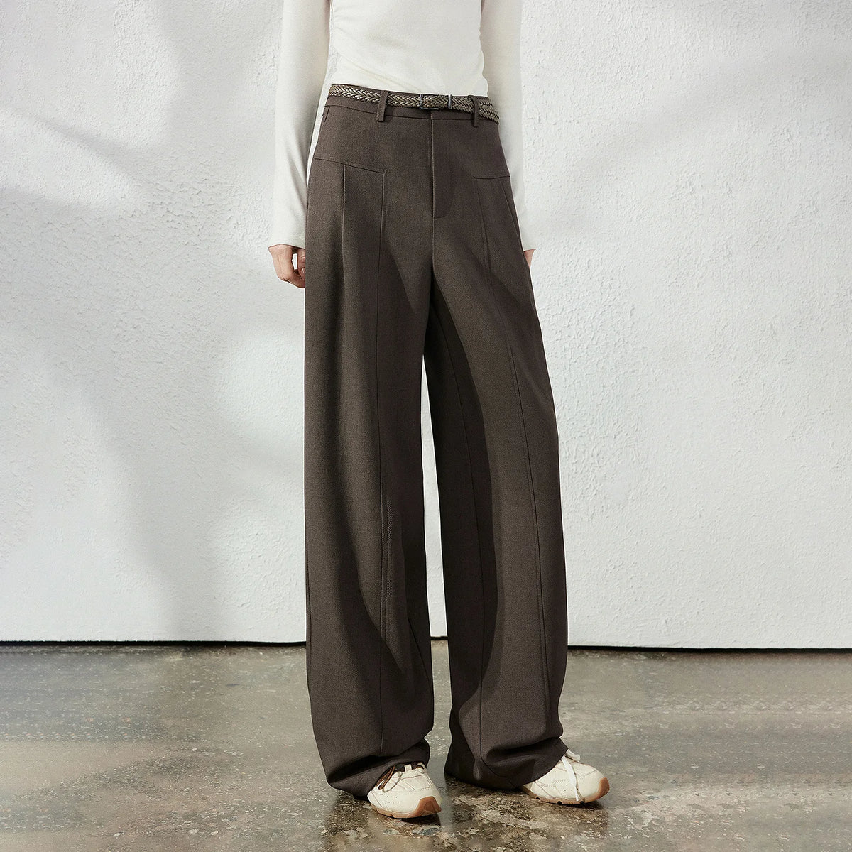 Pleated Tailored Wide-Leg Pants