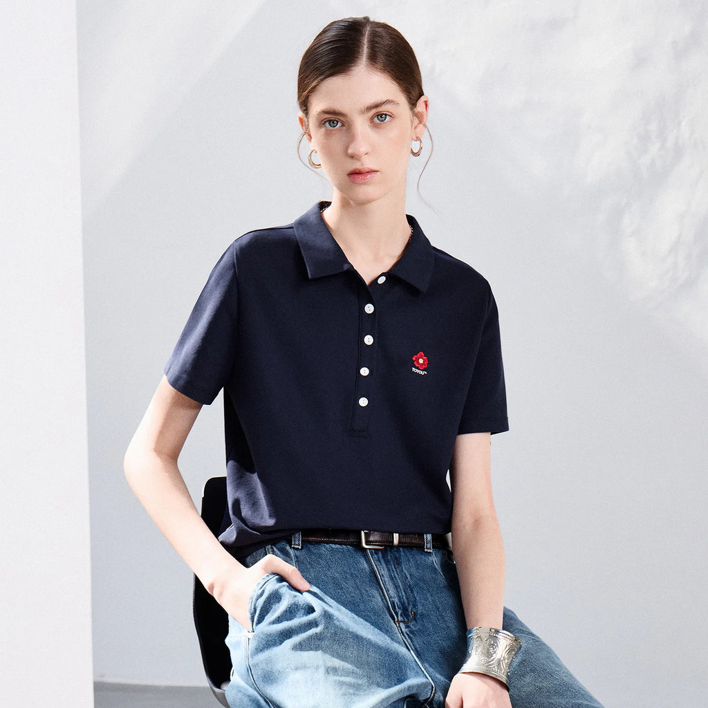 Floral-Motif Short-Sleeve Polo